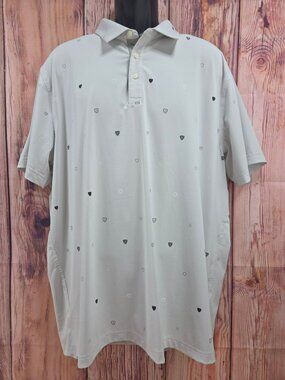Nike Mens Dri-Fit Light Gray Geometric Pattern Polo XL
